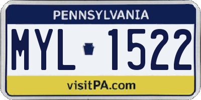PA license plate MYL1522