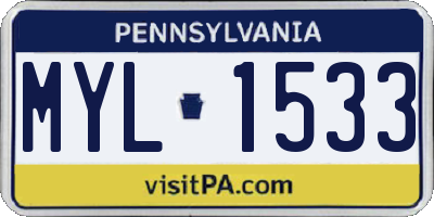 PA license plate MYL1533