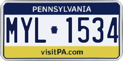 PA license plate MYL1534