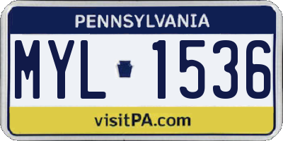 PA license plate MYL1536