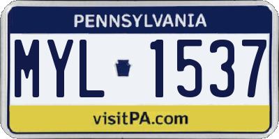 PA license plate MYL1537