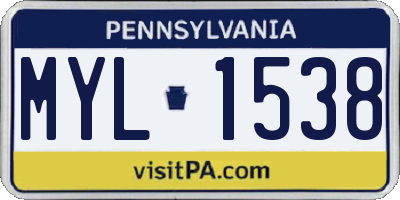 PA license plate MYL1538