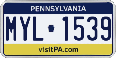 PA license plate MYL1539
