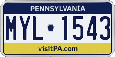 PA license plate MYL1543