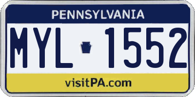 PA license plate MYL1552