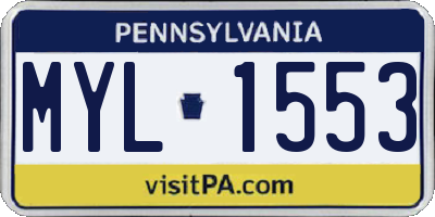 PA license plate MYL1553