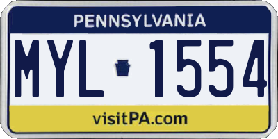 PA license plate MYL1554