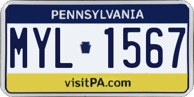 PA license plate MYL1567