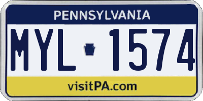PA license plate MYL1574