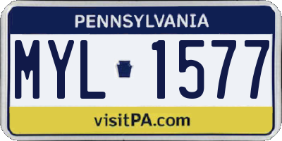 PA license plate MYL1577