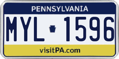 PA license plate MYL1596