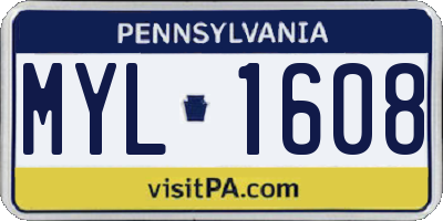 PA license plate MYL1608