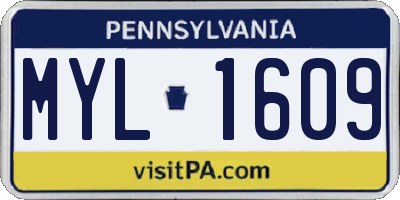 PA license plate MYL1609