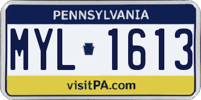 PA license plate MYL1613