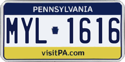 PA license plate MYL1616