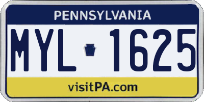PA license plate MYL1625