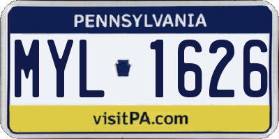 PA license plate MYL1626