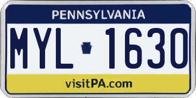 PA license plate MYL1630