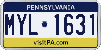 PA license plate MYL1631