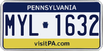 PA license plate MYL1632