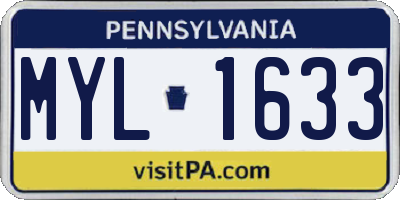 PA license plate MYL1633