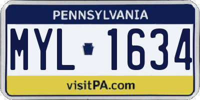 PA license plate MYL1634