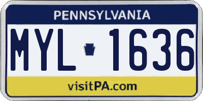 PA license plate MYL1636