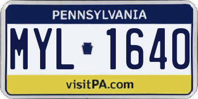 PA license plate MYL1640