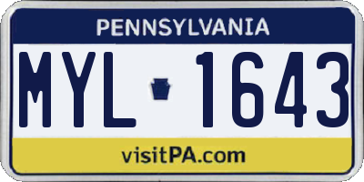 PA license plate MYL1643