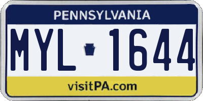 PA license plate MYL1644