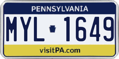 PA license plate MYL1649