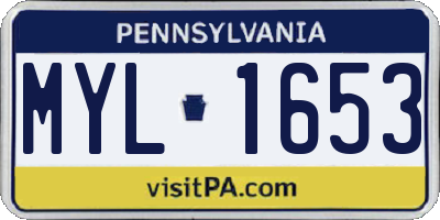 PA license plate MYL1653