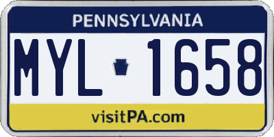 PA license plate MYL1658