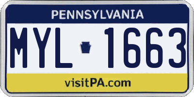 PA license plate MYL1663