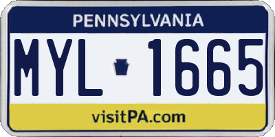 PA license plate MYL1665