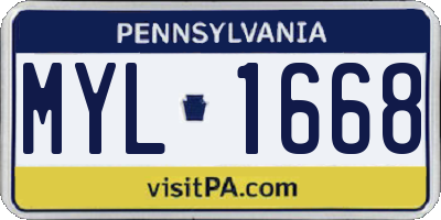 PA license plate MYL1668