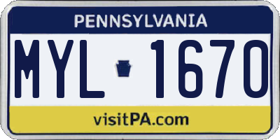 PA license plate MYL1670
