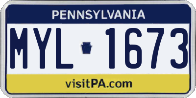 PA license plate MYL1673