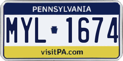 PA license plate MYL1674