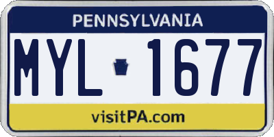 PA license plate MYL1677
