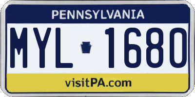 PA license plate MYL1680