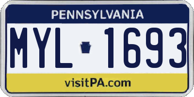 PA license plate MYL1693