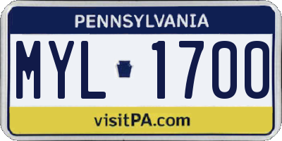 PA license plate MYL1700