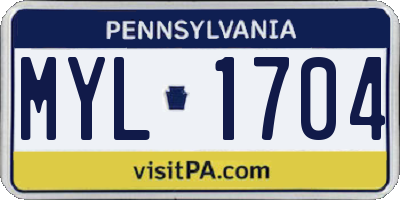 PA license plate MYL1704