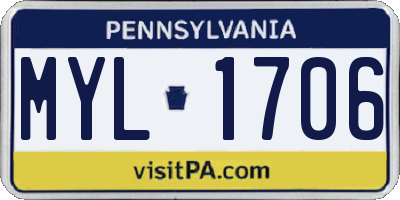 PA license plate MYL1706