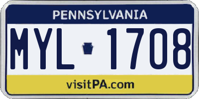 PA license plate MYL1708