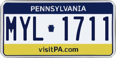 PA license plate MYL1711