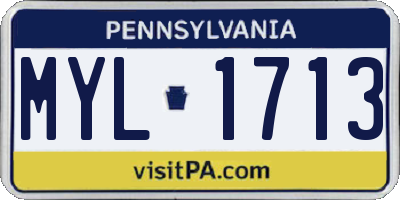 PA license plate MYL1713