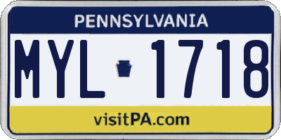 PA license plate MYL1718
