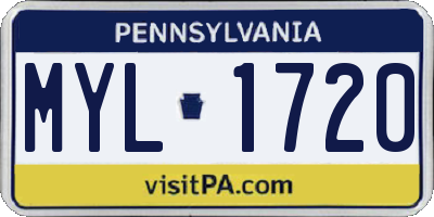 PA license plate MYL1720